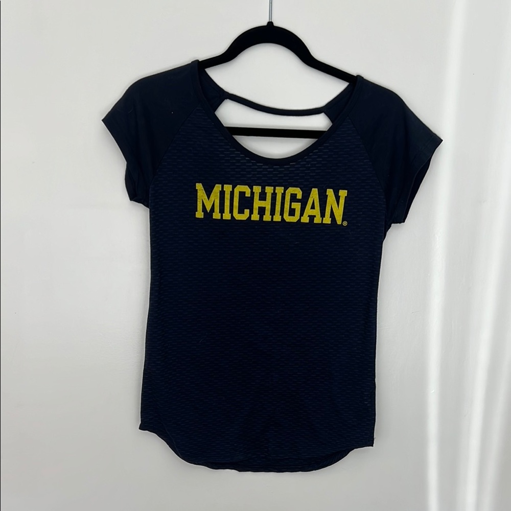 Blue 84 Blue and Gold Cut Out Short Sleeve Tee